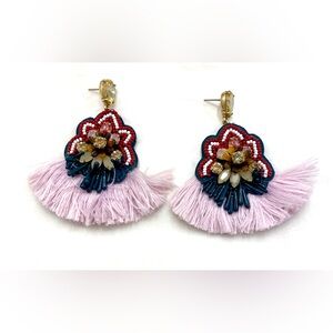 J. Crew Multicolor Beaded Tassel Earrings